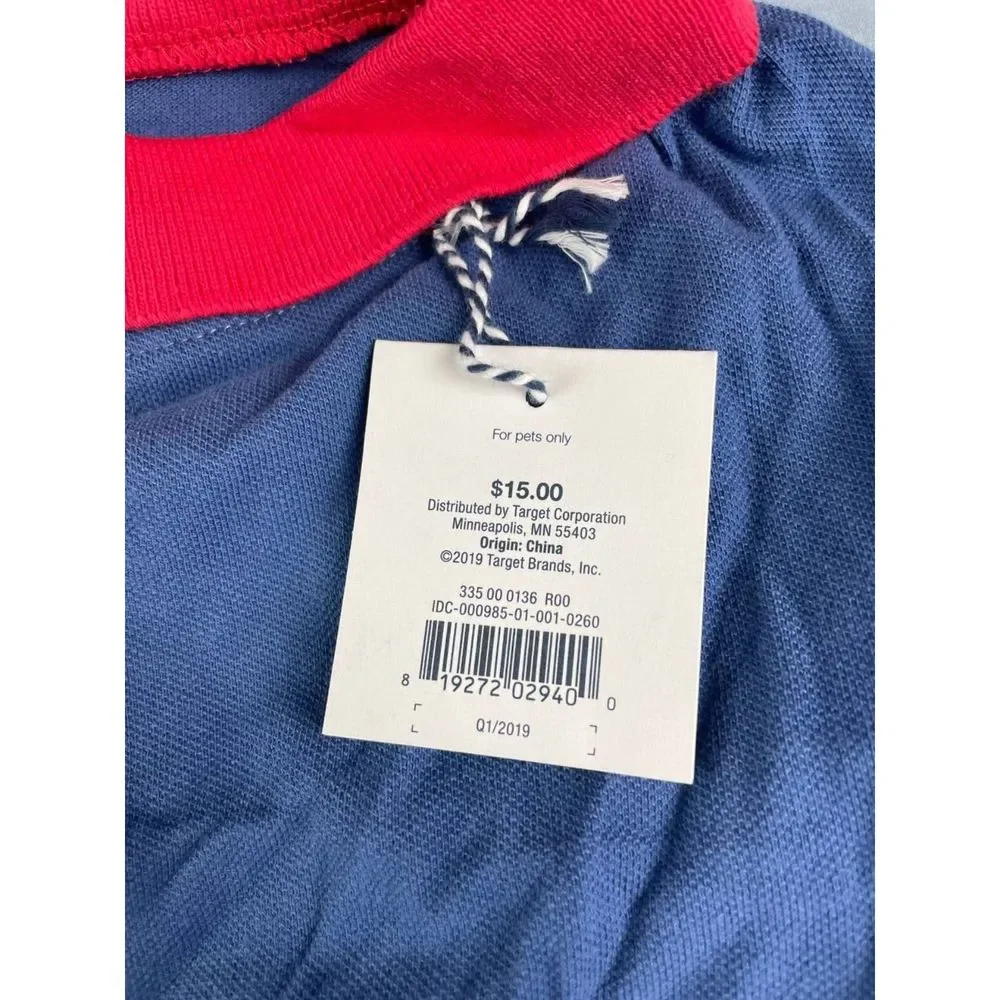 Vineyard Vines For Target Flag Whale Pet Polo Shirt Knit Blue Red Size L NWT